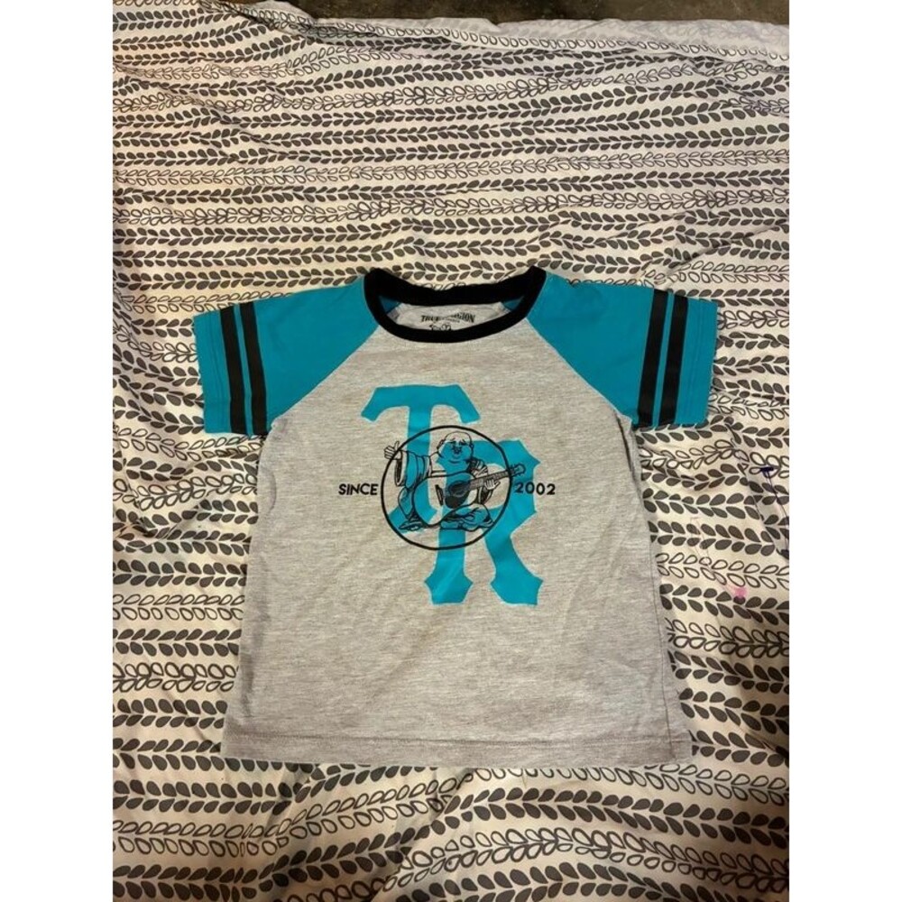Boy’s True Religion Graphic T Shirt Grey & Blue Size 4t